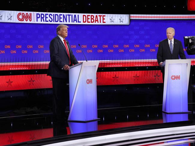 Donald Trump and Joe Biden at CNN Studios for the first US President Debate. Picture: AFP