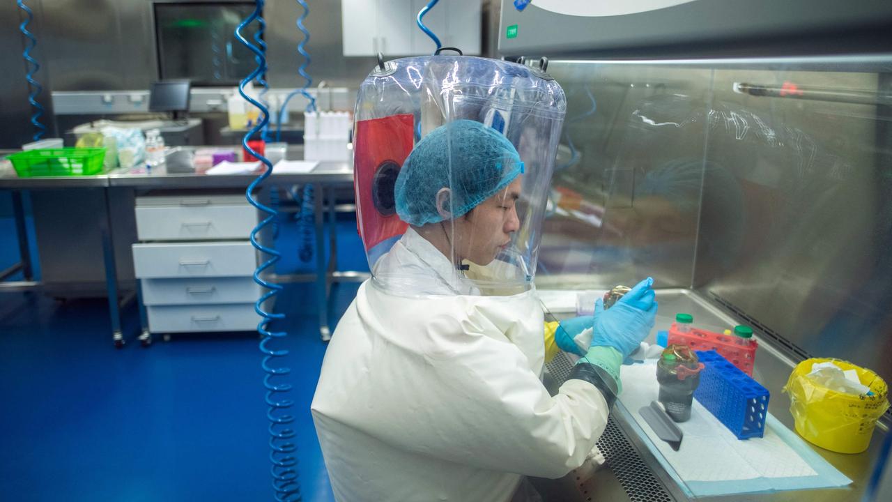 A worker at the Wuhan Institute of Virology in 2017. Picture: Johannes Eisele/AFP