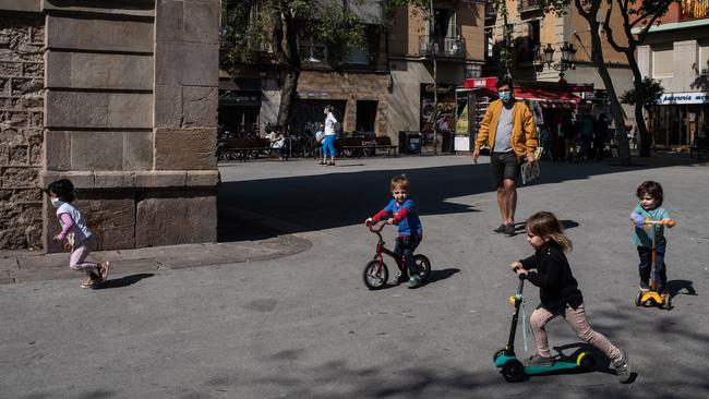 Children play in the streets in Barcelona. Picture: Getty