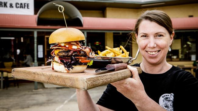 Mingling Waters Caravan Park and Cafe's burger The Lot. Picture: Nicole Cleary.