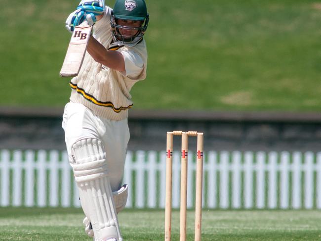 Premier Cricket: Camberwell Magpies v Footscray at Camberwell Sports complex. Magpie's Simon Hill. Photo taken on the 18th of February, 2017. Picture: Christopher Chan.