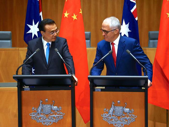 Chinese Premier Li Keqiang promised Malcolm Turnbull the islands wouldn’t be militarised when he visited Australia last week. Picture: David Gray