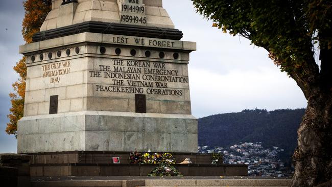 Hobart Cenotaph, ANZAC Day 2020. Picture Chris Kidd