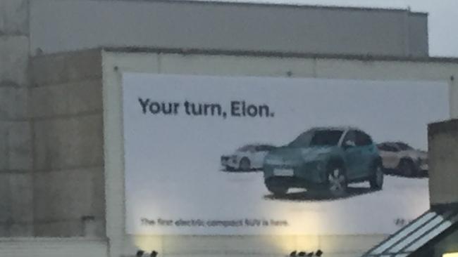 Hyundai’s not so subtle dig at Tesla. Picture: Richard Blackburn