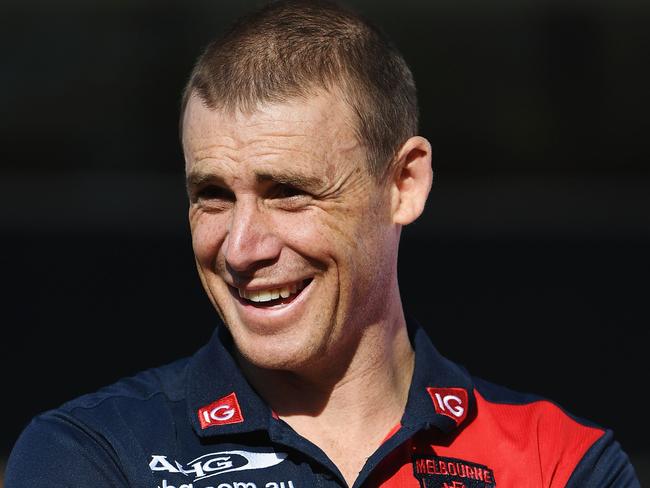 MELBOURNE, AUSTRALIA - JUNE 14:  Melbourne Demons head coach Simon Goodwin looks on during an AFL media opportunity for Men's Health Wellness Week at the Melbourne Cricket Ground on June 14, 2017 in Melbourne, Australia.  (Photo by Michael Dodge/Getty Images)