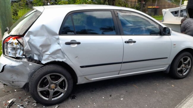 Cairns mum Julie Harrison had her vehicle destroyed by a hit-and-run driver at the wheel of a suspected stolen car.