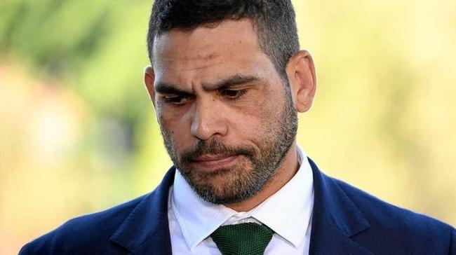 Greg Inglis fronts the media to apologise for drink-driving. Picture: Joel Carrett