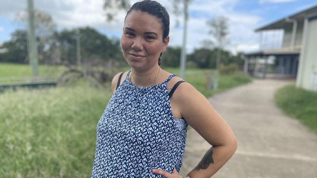 Pregnant First Nations woman Arika Appleby, 28, said that she had to move in with her parents in Townsville because she could not afford to adapt to rent increases. She sees home ownership as a pipeline dream but would like to do so for the stability of her children. Picture: Chris Burns