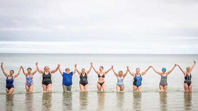 The Seawolves seize the day at Mount Martha no matter the weather to keep their mental health in check and share a laugh. Picture: Jake Nowakowski