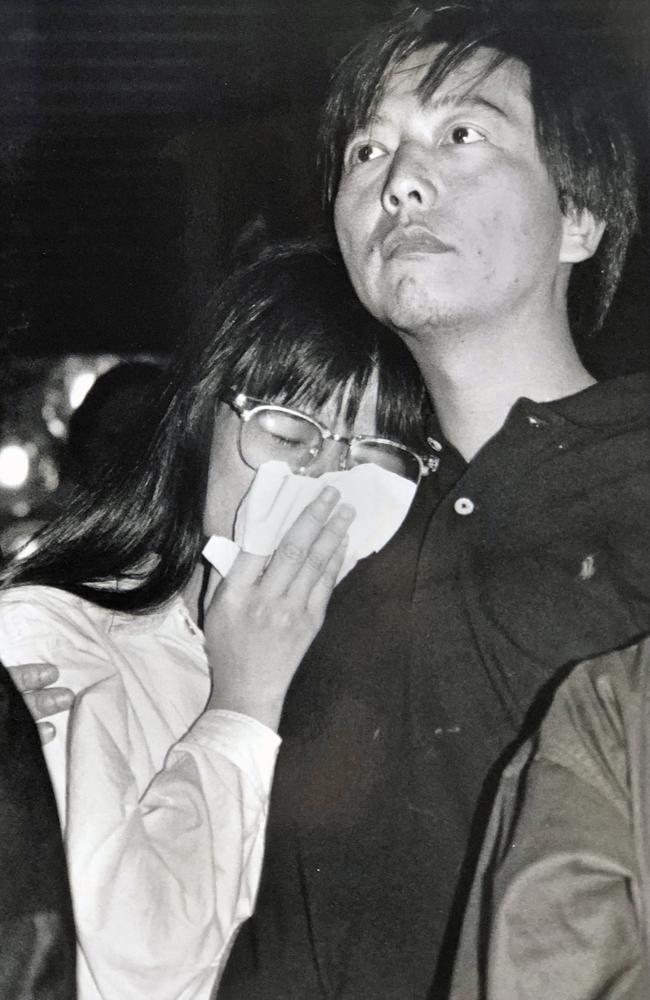 In this photo taken on June 9, 1989, Lee Cheuk-Yan is reunited with his wife after he was released from Beijing. Beijing launched a bloody crackdown on pro-democracy protesters during June 3-4, 1989. Picture: AP/Vincent Yu