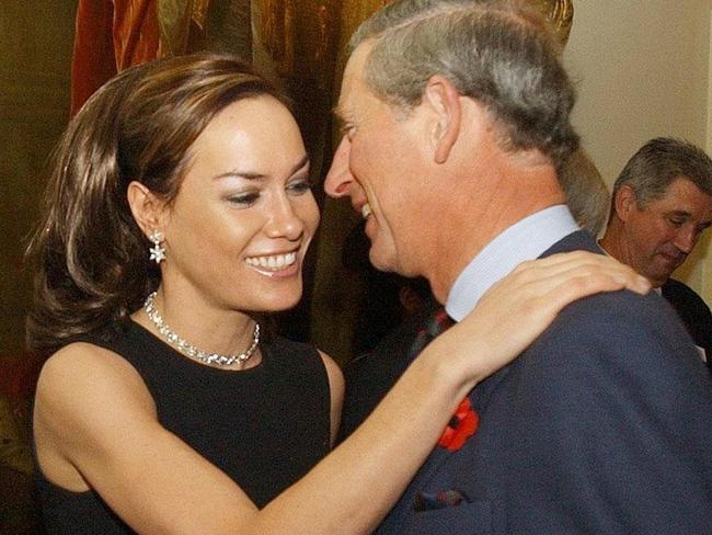 Palmer-Tomkinson greets her godfather Prince Charles in 2003. Picture: AP