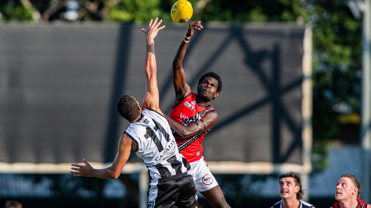 Tiwi ruck Karlson Kantilla has been named the Round 3 Rising Star for the 2023-24 NTFL season. Picture: Pema Tamang Pakhrin