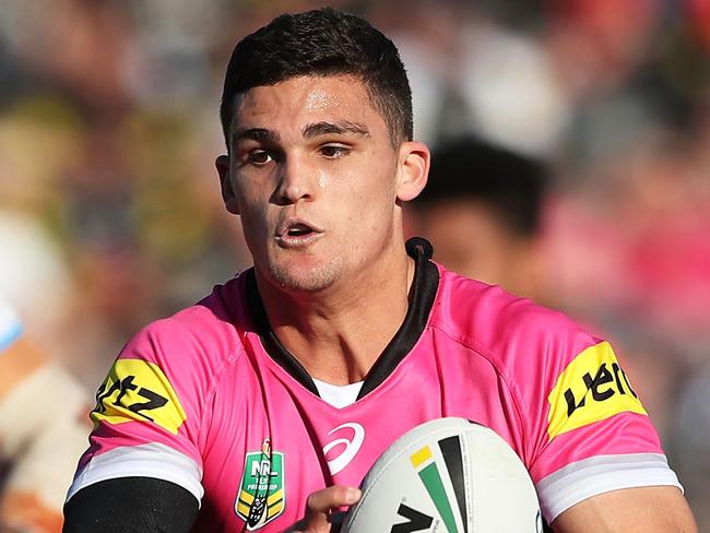 SYDNEY, AUSTRALIA - JULY 22:  Nathan Cleary of the Panthers runs with the ball during the round 20 NRL match between the Penrith Panthers and the Gold Coast Titans at Pepper Stadium on July 22, 2017 in Sydney, Australia.  (Photo by Matt King/Getty Images)