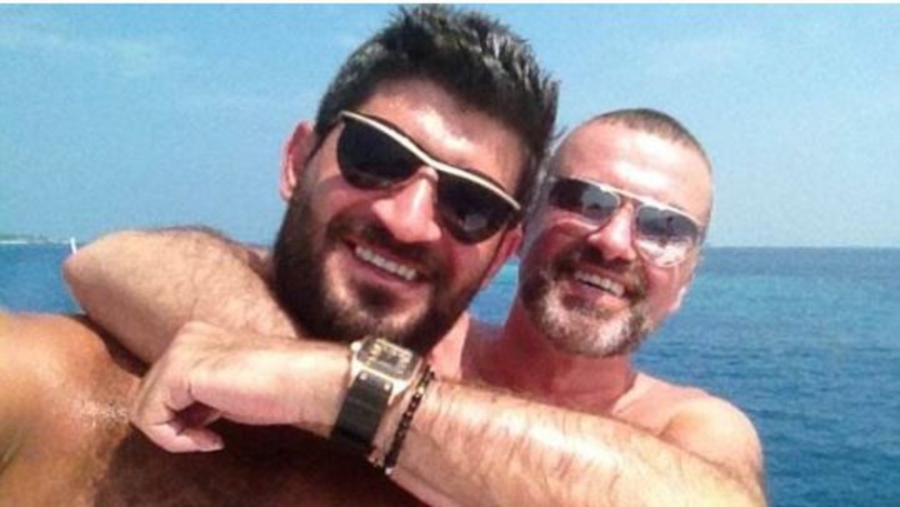 Australian hairdresser Fadi Fawaz and boyfriend George Michael. Picture: Twitter