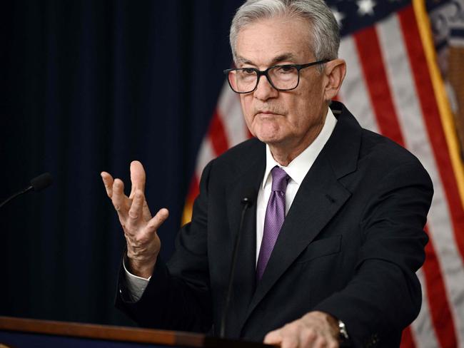 US Federal Reserve Chairman Jerome Powell holds a press conference at the end of Monetary Policy Committee meeting in Washington, DC, on December 13, 2023. The Reserve voted Wednesday to hold interest rates at a 22-year high for the third straight meeting and signaled it expects to make three cuts next year. The Fed's decided to keep its benchmark lending rate between 5.25 percent and 5.50 percent. (Photo by Brendan SMIALOWSKI / AFP)