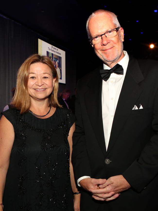 Former ABC managing director Michelle Guthrie attends a Sydney Institute dinner with ABC chairman Justin Milne. Photo: James Croucher