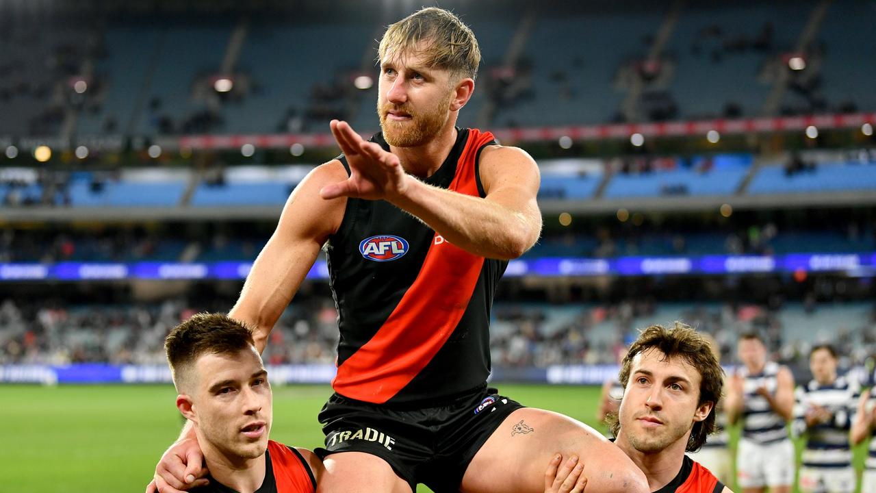 Dyson Heppell faces a battle to force his way back into the Essendon side after being rested following his 250th game in round 16. Picture: Josh Chadwick / Getty Images