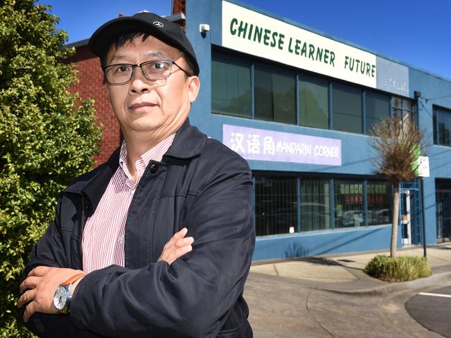 Whistleblower Jack Zhang outside the Xin Jin Shan Chinese Language and Culture School. Picture: Tony Gough