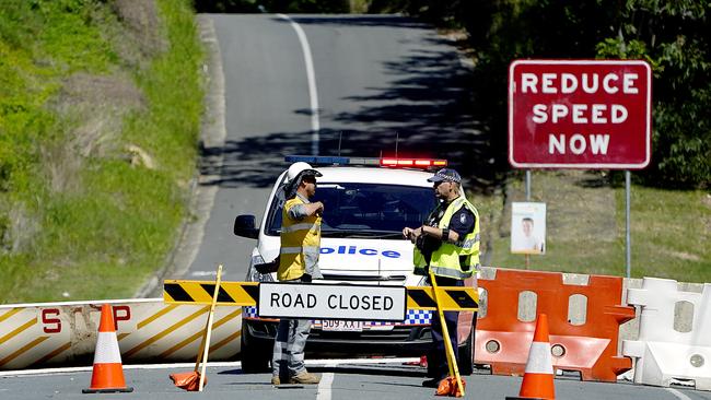 Barriers have been installed to enforce border separation between Queensland and NSW. Picture: AAP Image/Dave Hunt