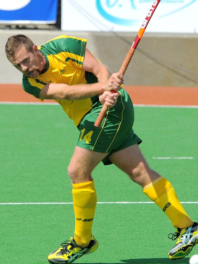 Grant Schubert slams home a goal for Australia in 2009.