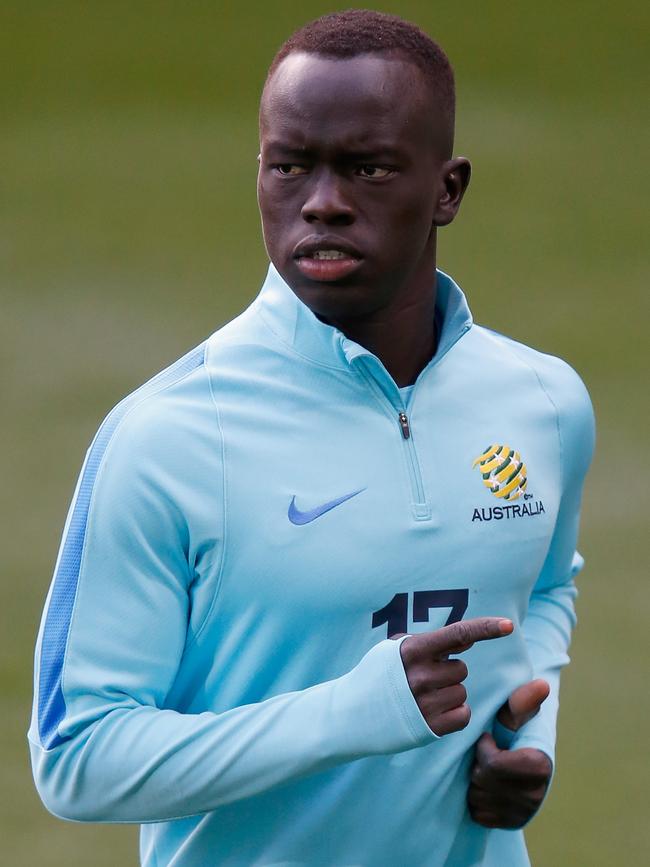 Awer Mabil at Socceroos training. Picture: Darrian Traynor/Getty Images