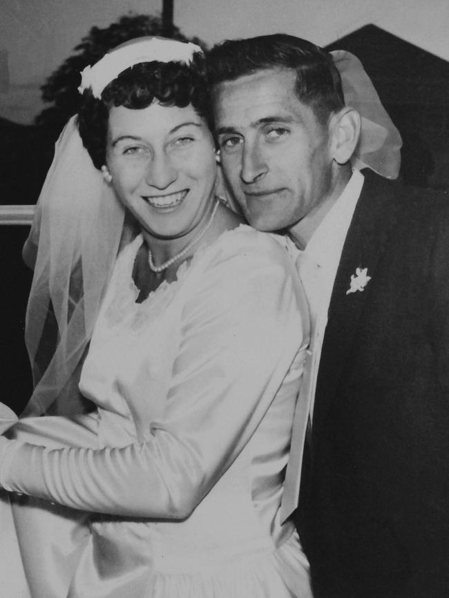 Lewis’s mum and dad, June and Jim, on their wedding day. Picture: Supplied