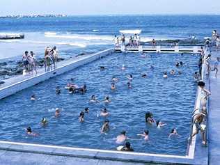 FAVOURITE PASTIME: Swimmers taking a dip in the Yamba Main Beach ocean rock pool in 1971. Picture: Port of Yamba Historical Society