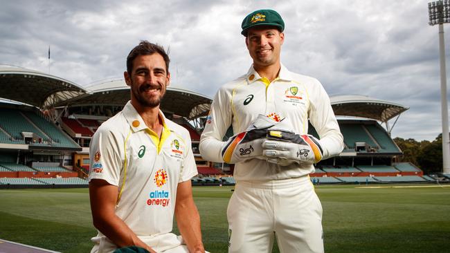 Mitchell Starc (L) is just nine wickets away from cricket’s magic bowling mark. Picture: Matt Turner.