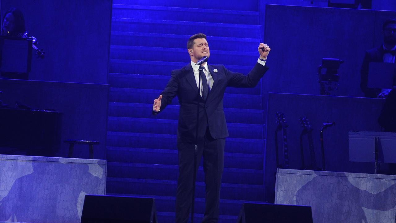 Michael Buble concert at Brisbane Entertainment Centre. Tuesday February 4, 2020. (AAP image, John Gass)