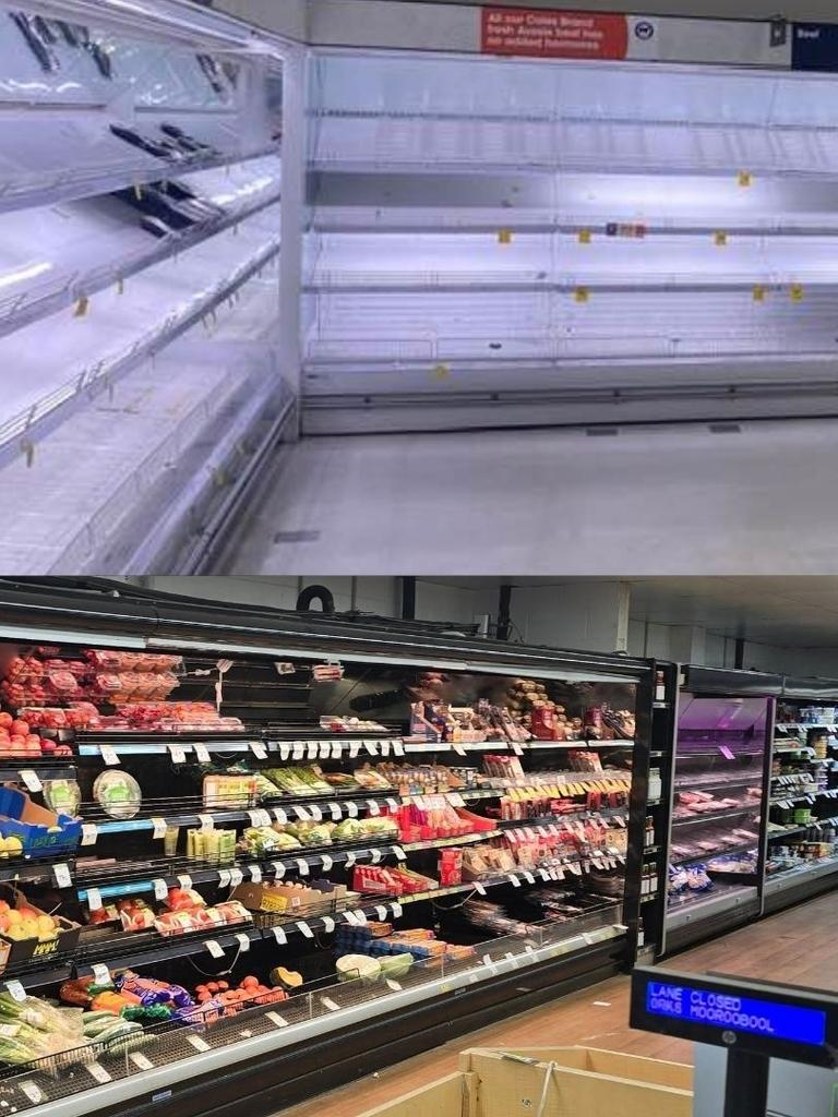 Coles vs IGA fruit and vegetable stock. Photos: Facebook