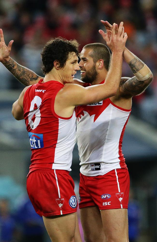 Lance Franklin and Kurt Tippett look likely to cause the Hawks headaches this weekend. Picture: Brett Costello