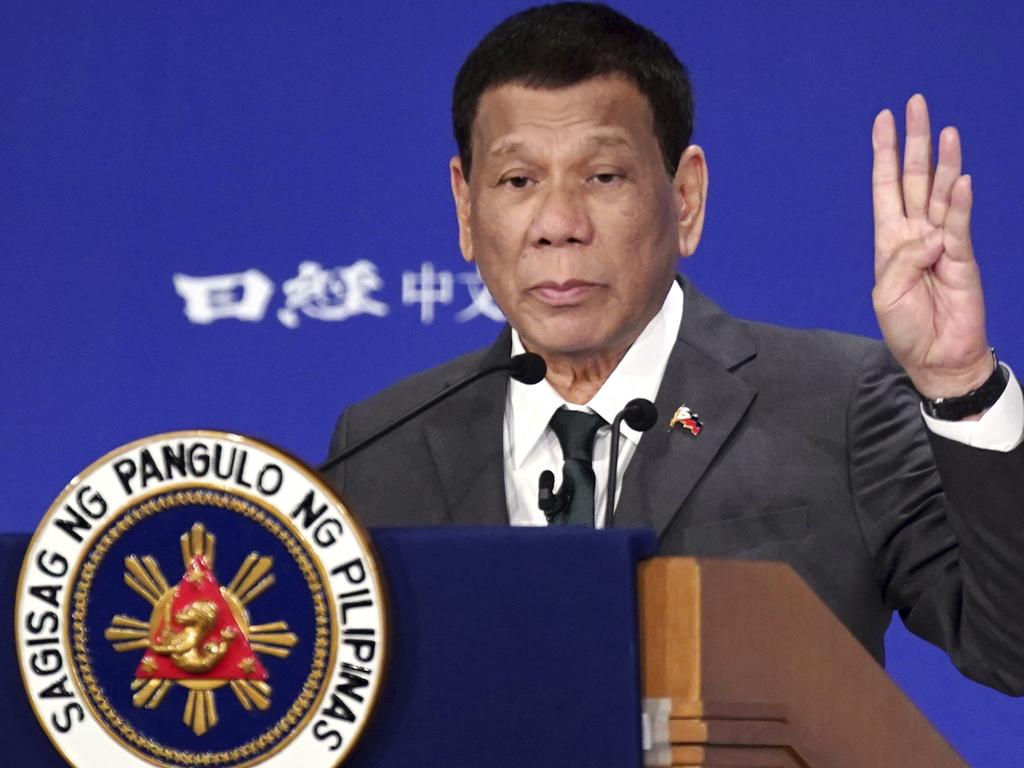 Philippine President Rodrigo Duterte. Picture: AP