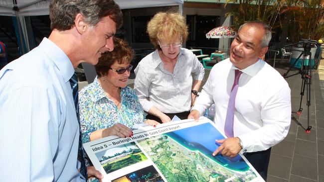 Mayor Tom Tate launched the first survey in Coolangatta, encouraging residents to have their say on the extension of the light rail to the southern and western suburbs of the Gold Coast. Picture by Scott Fletcher