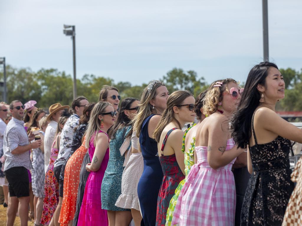 Punters getting into an afternoon race at the Ladies Day 2022 races. Picture: Floss Adams.