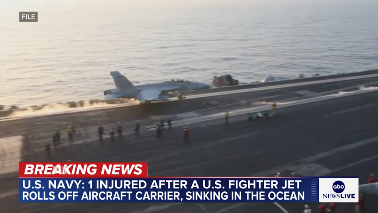 $87m US fighter jet rolls off aircraft carrier