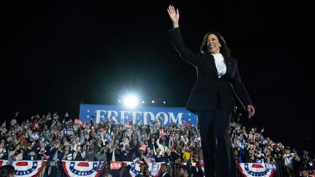 Vice-President Kamala Harris waves to a huge crowd on the spot where Donald Trump incited supporters to march on the Capitol on January 6, 2021. Picture: AFP