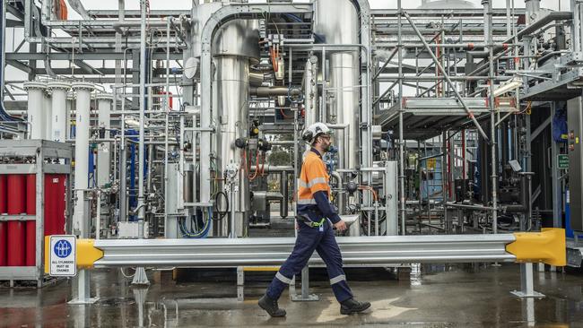 A worker at the Hydrogen Energy Supply Chain project in the Latrobe Valley.