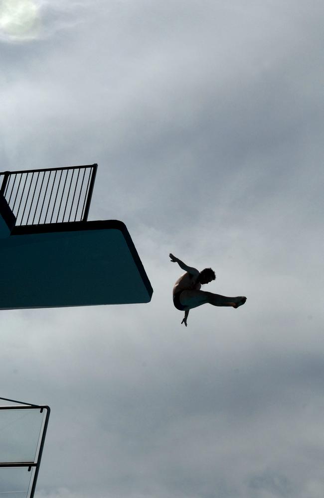 James Crocker executes a plunge of the diving boards on October 27, 2008. Picture: Danny Aarons