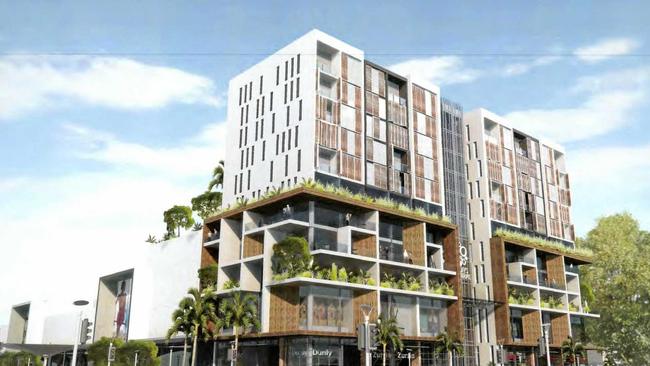 An artist's impression of the high-rise hotel development proposed for the top of Coffs Central by Gowings Pty Ltd.