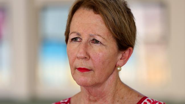 Di Farmer at a media conference in Brisbane on Saturday. Picture: David Clark