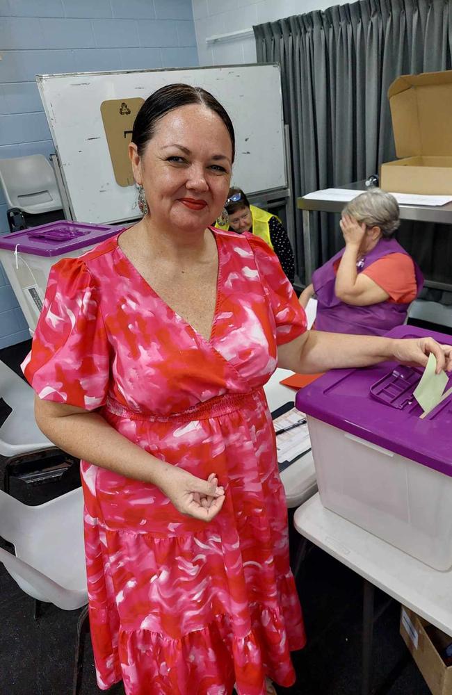 Labor's candidate for Herbert Edwina Andrew casts her vote at the Greenwood Park polling booth.