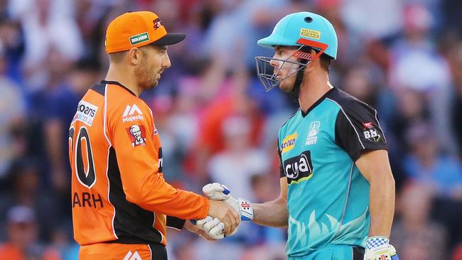 Shaun Marsh and Chris Lynn pictured agreeing on a name change so Marsh can escape the spotlight and Lynn gets a chance.