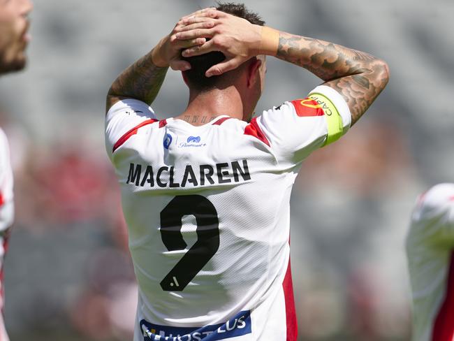 SYDNEY, AUSTRALIA - JANUARY 15: Jamie Maclaren of City FC reacts during the round 12 A-League Men's match between Western Sydney Wanderers and Melbourne City at CommBank Stadium, on January 15, 2023, in Sydney, Australia. (Photo by Brett Hemmings/Getty Images)