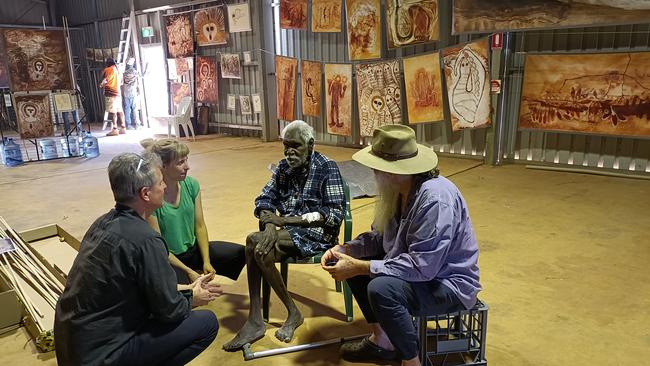 Donny Woolagoodja with Frobenius Institute staff. Picture: Kim Doohan