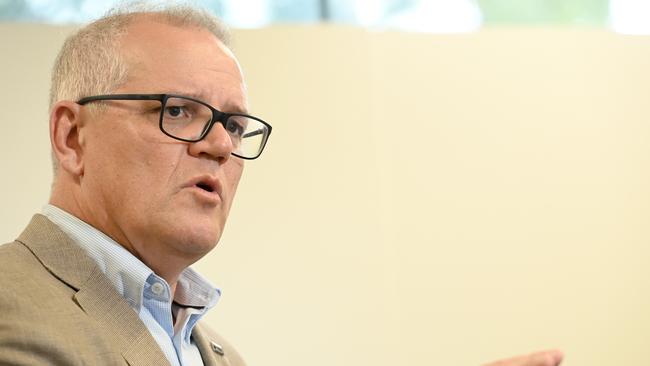 Prime Minister Scott Morrison is hanging his re-election hopes on the budget, which includes big spending promises for rail and cost-of-living pressures. Picture: NCA NewsWire/Jeremy Piper.