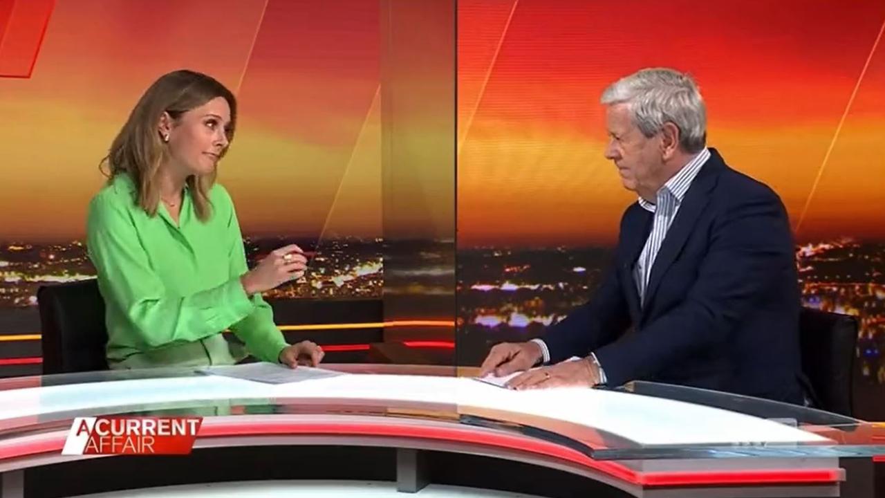 Ally Langdon repeatedly cut off Ray Martin in an explosive interview. Picture: Channel 9