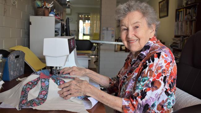 Lorraine Beezley at her Rockhampton home. She recently won third at the Ekka for her patchwork quilt.