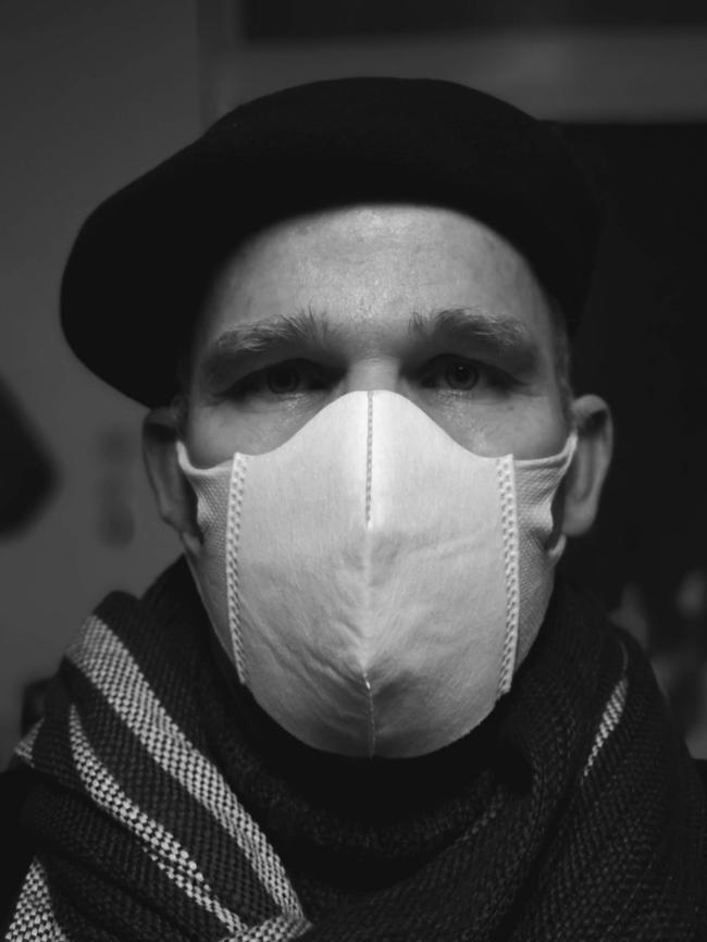 Simon Carter wearing one of the face masks that were made compulsory after the coronavirus outbreak. Picture: Simon Carter