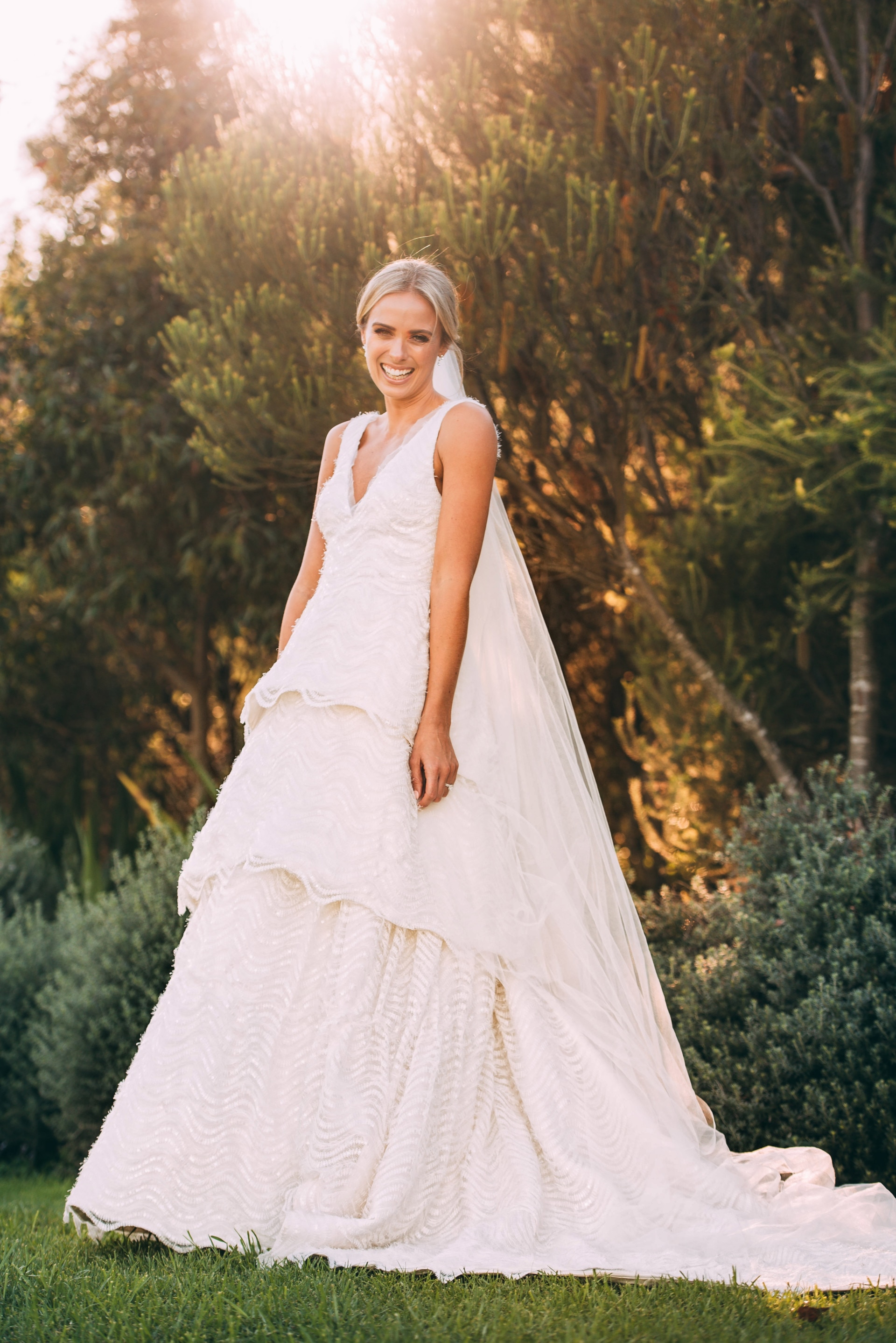 Mori lee striped outlet wedding dress