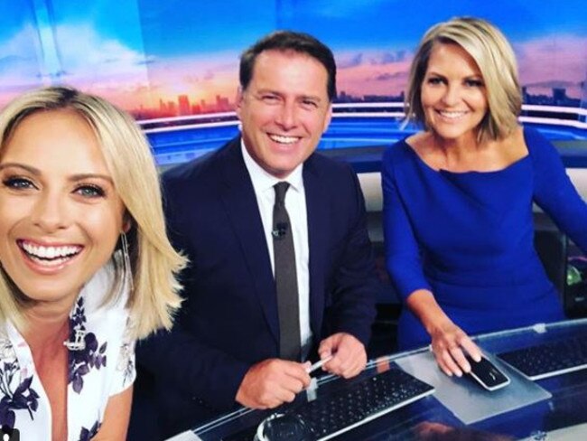 Karl Stefanovic and Sylvia Jeffreys with Georgie Gardner on the set of Today. Picture: Instagram